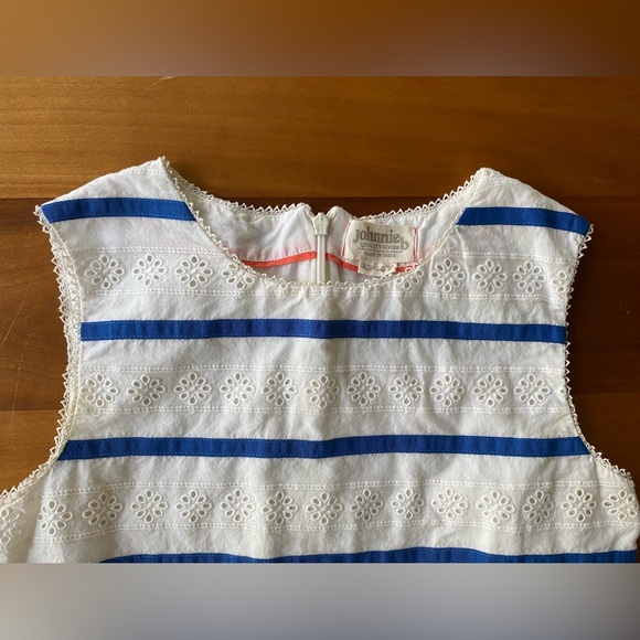 Johnnie b girl’s 13-14 y.o. blue-and-white striped dress w/ eyelet embellishment - Picture 3 of 4